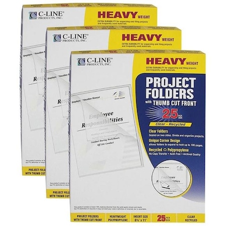C-Line Products C-line Products CLI62127-3 Recycled Project Folders; Clear - 3 Count CLI62127-3